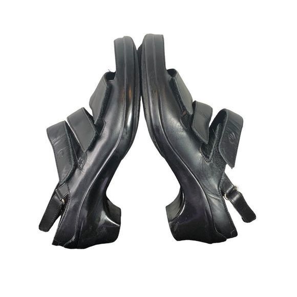 Aravon Megan Sandals Women’s 7B Comfort Adjustable Heeled Black Leather Strap - Picture 7 of 11